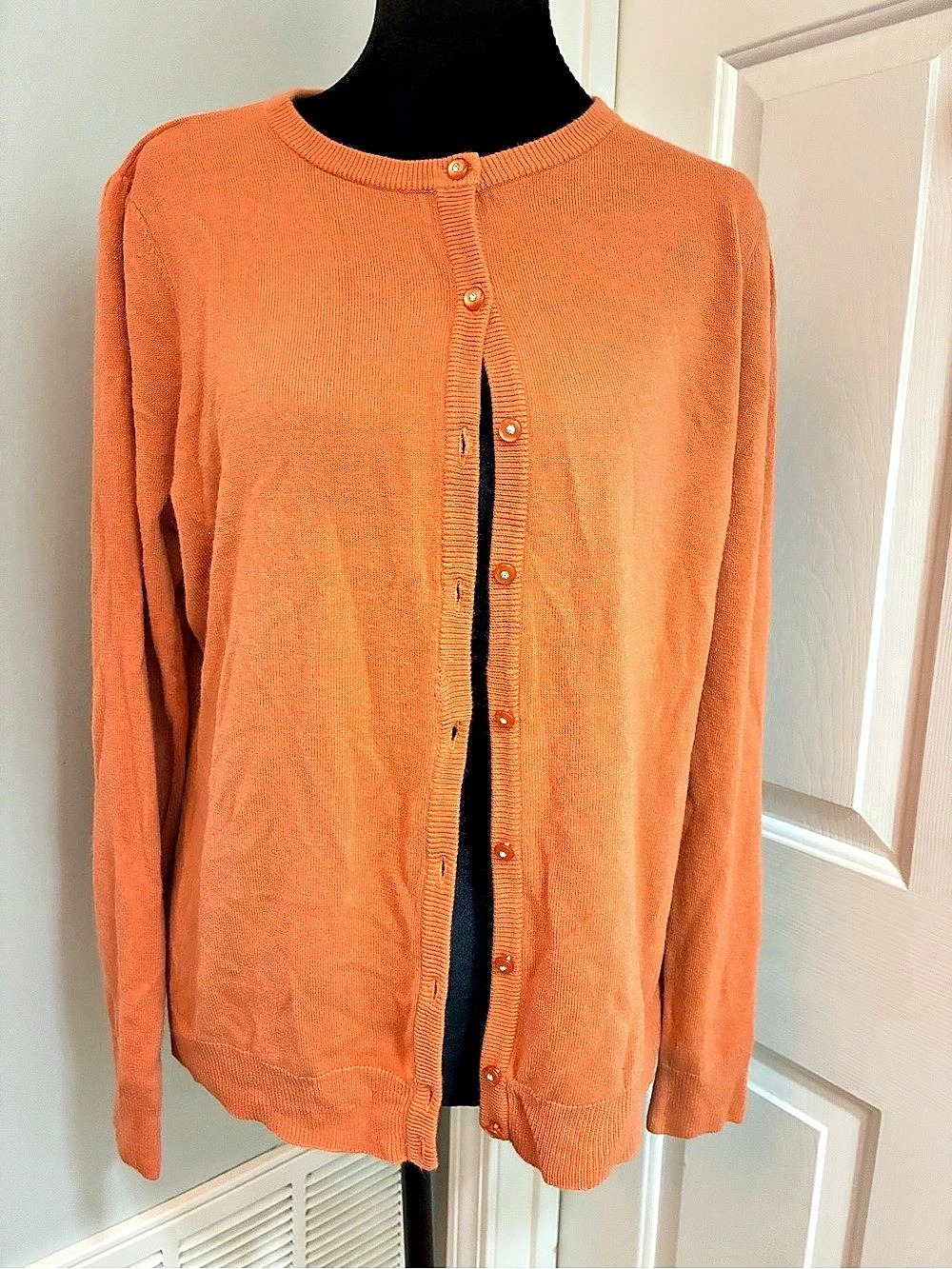 Crew Neck Cardigan in Orange Like New